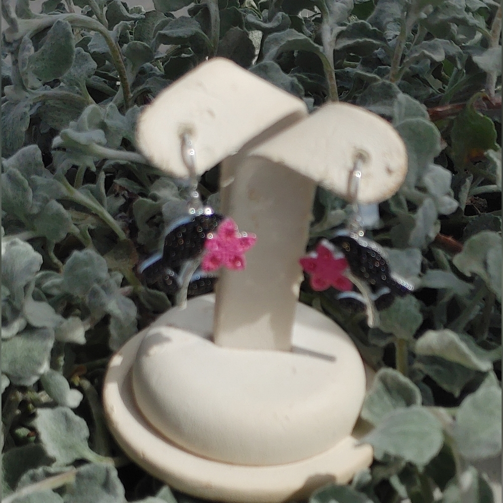 Marsala Bird/ Floral Women's Drop Earrings